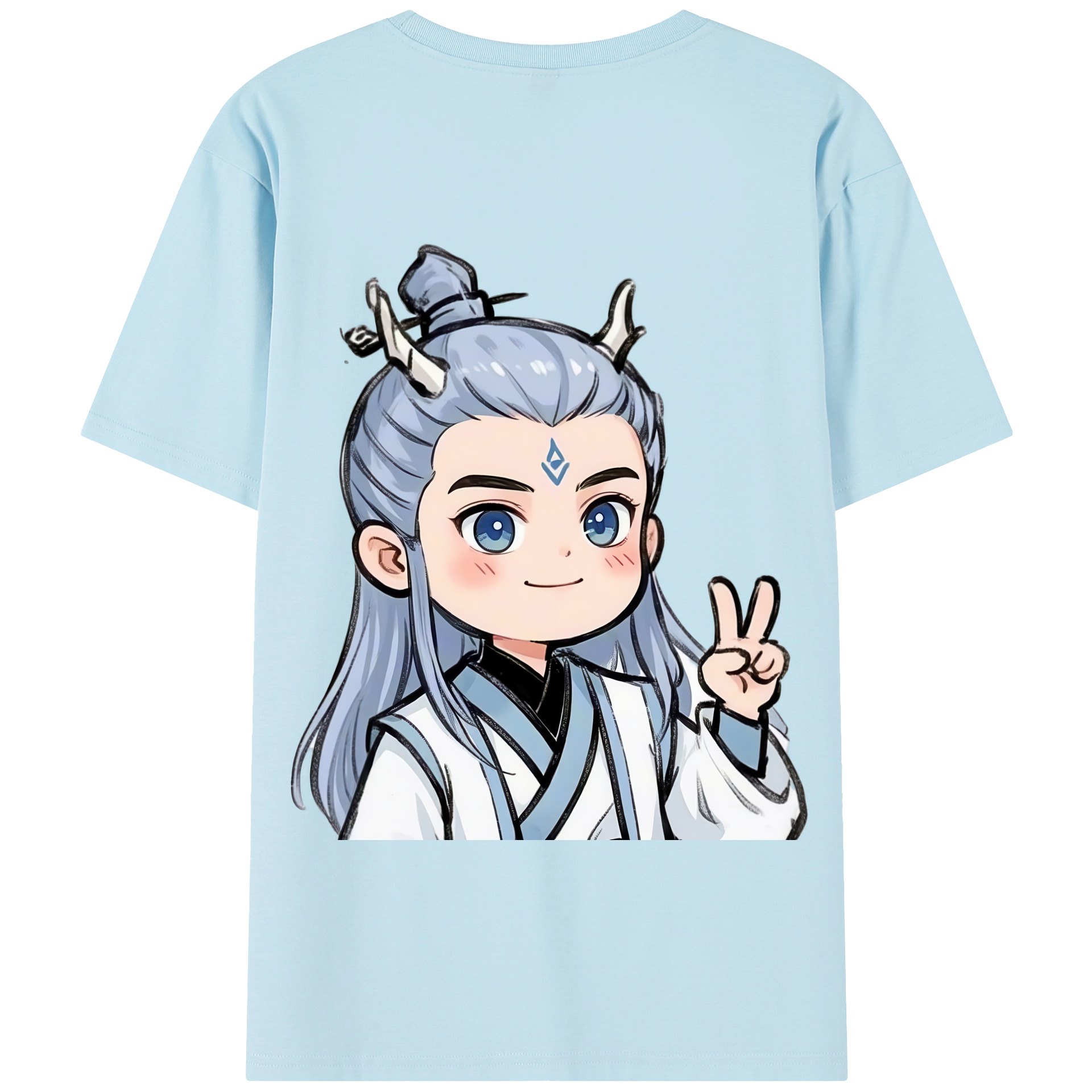 （画像用） Ne Zha 2 ナタ 魔童の大暴れ 綿100％半袖Tシャツ（背面プリント）